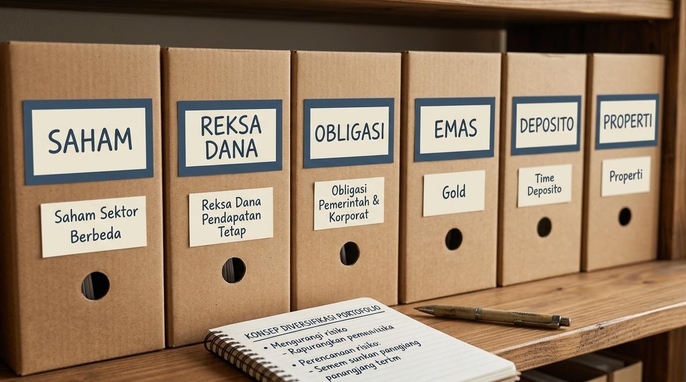 Beberapa kotak arsip berlabel tersusun menandakan penyebaran penempatan aset